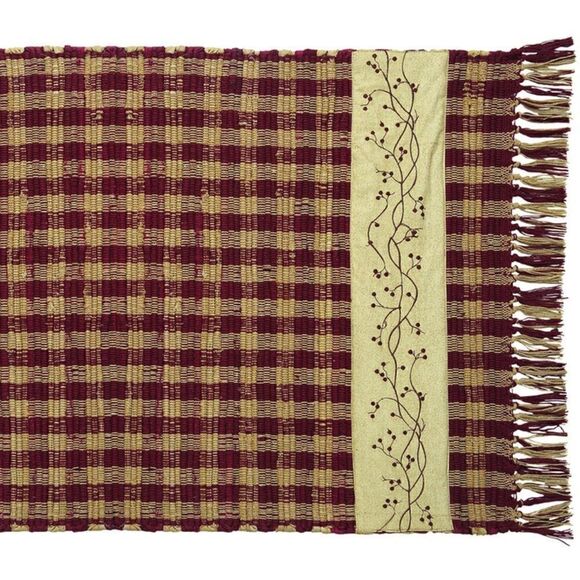 Primitive Checker Berry Woven Cotton Rug 24x48 - Picture 1 of 2
